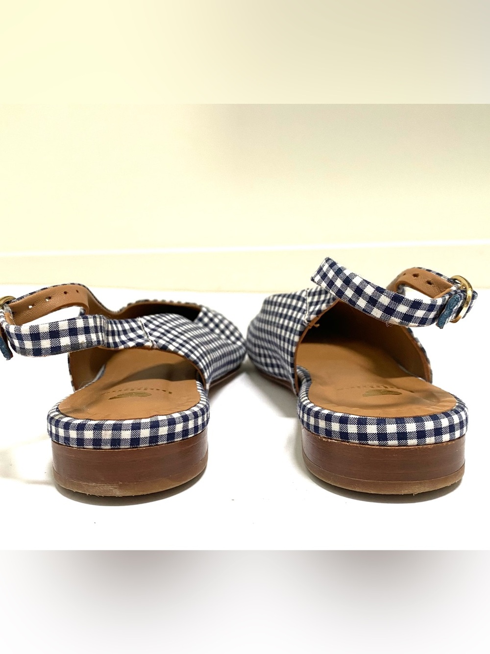 Bobbies Paris Paige Navy Gingham Slingback Flats - Picture 4 of 6